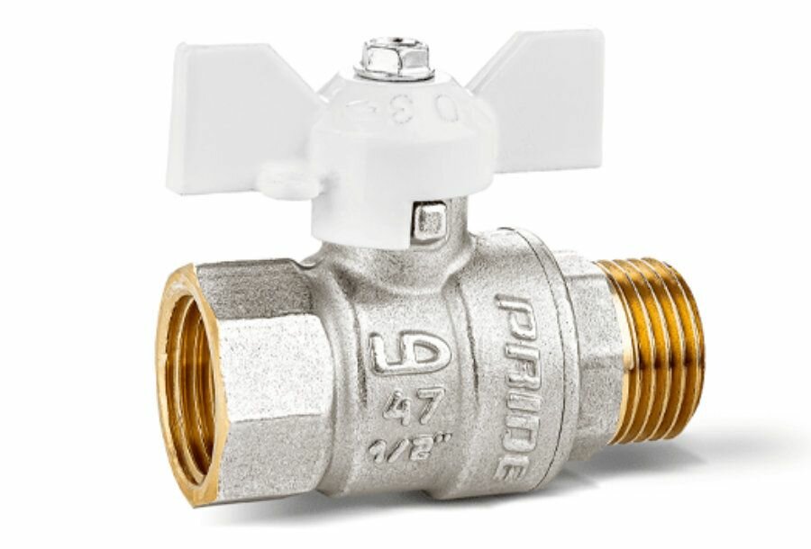 фото Кран шаровой латунный LD Pride 47.15. B-Н. Б 1/2" (Бабочка) белая