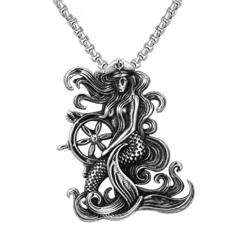 Комплект украшений BAKA&DED Цепочка с кулоном русалка, длина 60 см, серебряный