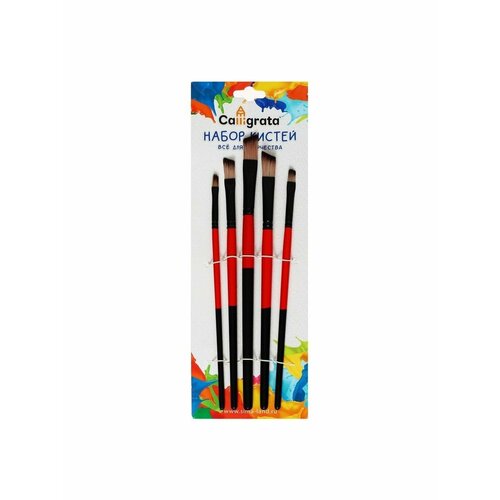 Набор кистей нейлон плоские 5 штук с 504₽