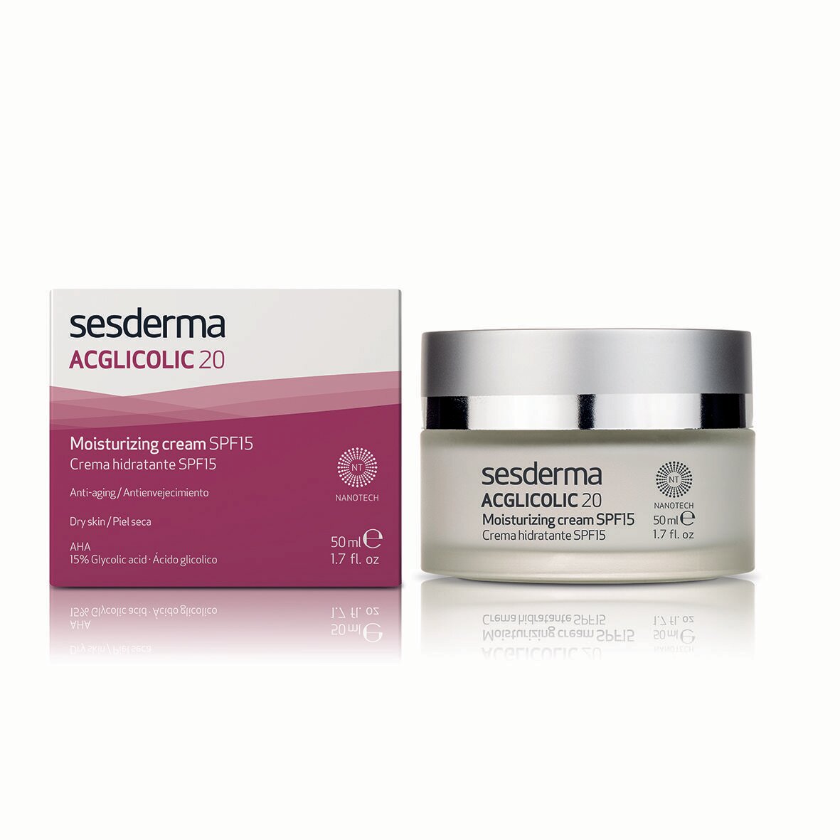 Sesderma ACGLICOLIC 20 Moisturizing cream SPF15 - Крем для лица увлажняющий против морщин с гликолевой кислотой, защита от солнца, 50 мл