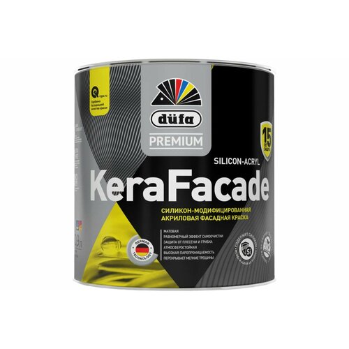 Краска фасадная акриловая Dufa Premium KeraFacade, база 1, 0,9л краска фасадная акриловая силикон модифицированная dufa premium kerafacade матовая 9л 1 белая и под колеровку