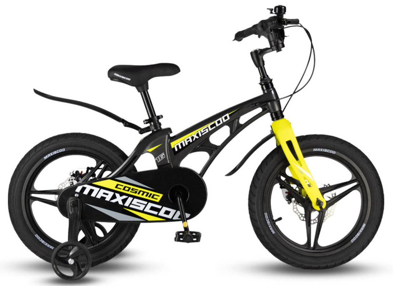 Детский велосипед Maxiscoo Cosmic Deluxe 16" (2024) 16 Серо-желтый (100-120 см)