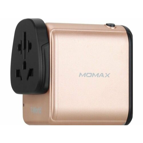 Зарядное устройство сетевое, универсальное Momax 1-World Type-C PD+3 USB AC Travel Adapter 30W - Gold золотистый, черный