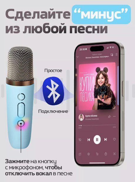Детская караоке-система Fifine с двумя микрофонами и Bluetooth-колонкой — фото 1