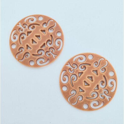 Украшение Ажур 2 шт для сумки, одежды, обуви, пластиковое, пришивное, цвет светло-коричневый