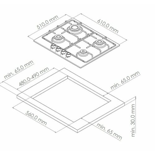 Monsher MSG 66 Acier варочная панель встраиваемая газовая домино monsher msg 30 acier модификация 2023 года