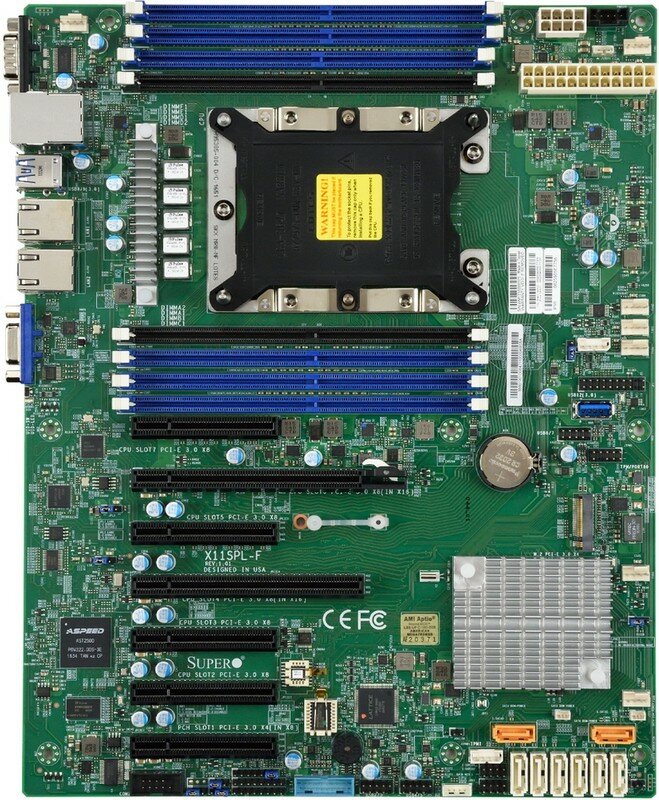 Материнская плата SuperMicro SuperMicro MBD-X11SPL-F-B ATX LGA 3647 8xDDR4 slots 8xSATA3 8xUSB2.0 5xUSB3.0 1xVGA OEM {10} (100084) (incl. 1x