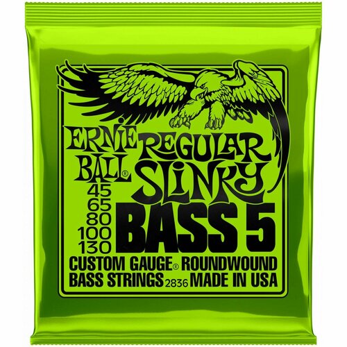 ernie ball 2836 струны для 5 струнной бас гитары Струны для бас-гитары Ernie Ball 2836 5-String Regular Slinky 45-130