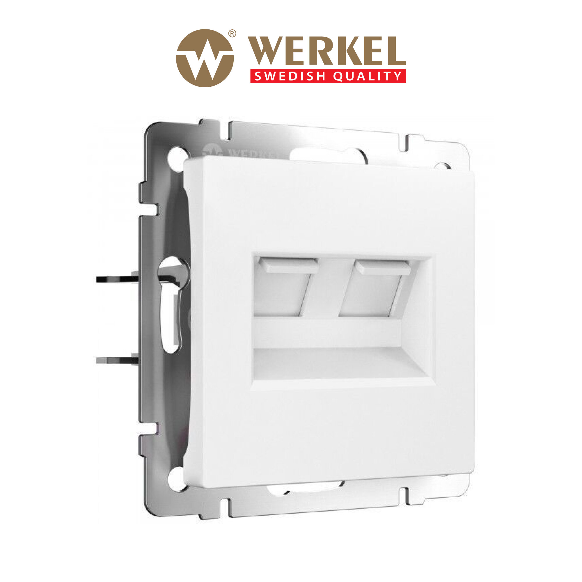 Розетка для интернета двойная RJ-45 Werkel W1181161 белый матовый IP20