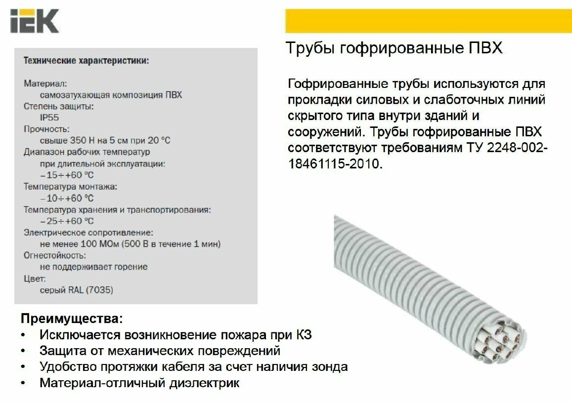 CTG20-20-K41-050I Труба ПВХ гибкая гофрированная Ø20 мм с протяжкой серая (50 м) IEK - фото №17