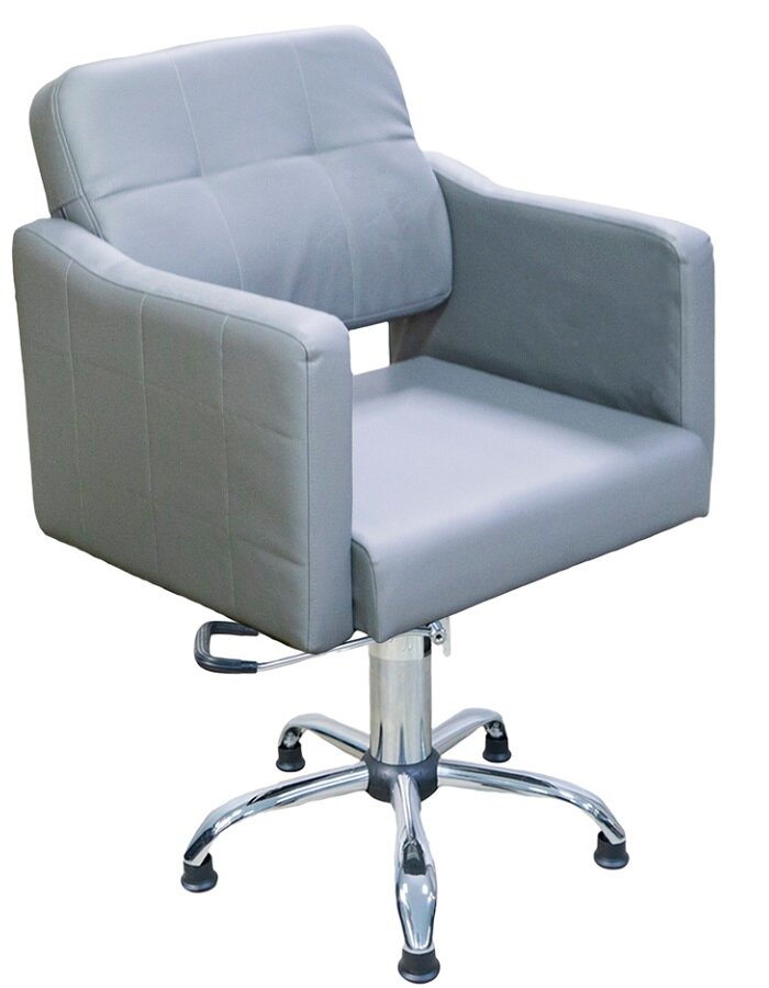 Кресло парикмахерское MIRCUT А02 New, пятилучье, черная искусственная кожа серое