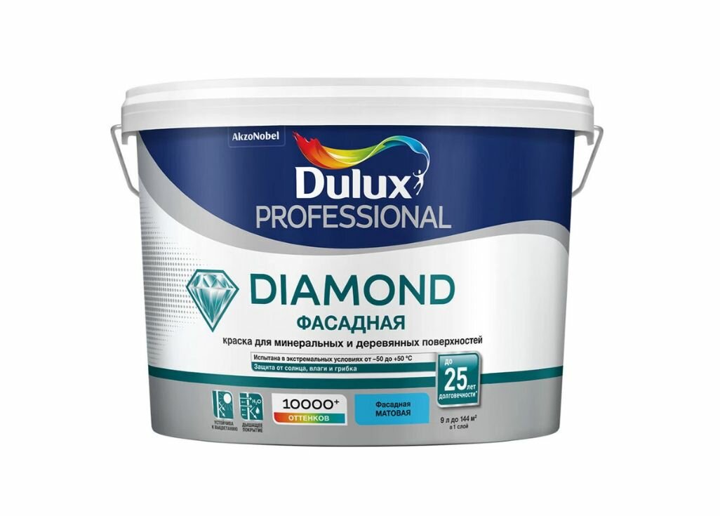 фото Краска фасадная Dulux Professional Diamond акриловая база BW белая 2,5 л