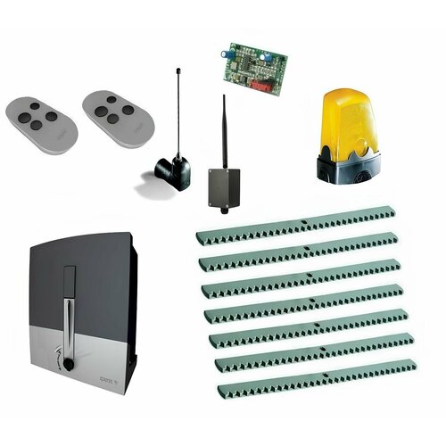 Автоматика для откатных ворот CAME BXL04AGS KIT7-L-BT, комплект: привод, радиоприемник, 2 пульта, лампа, антенна, 7 реек, Bluetooth-модуль