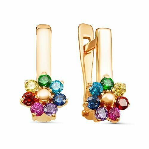 Серьги Nasip, красное золото, 585 проба, фианит