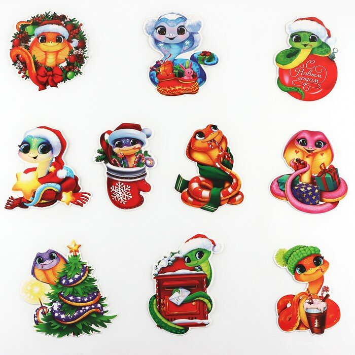 фото Набор для оформления Нового года "Новогодние змейки", 10 предм, 16 х 21 см (комплект из 8 шт)