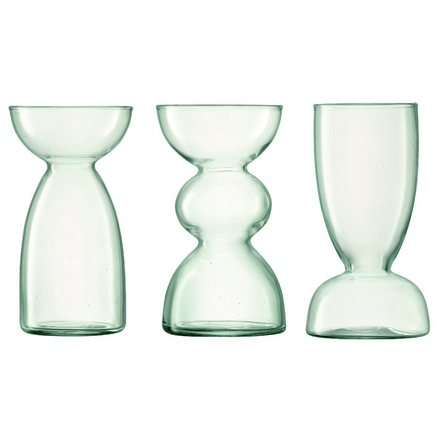 Набор из 3-х стеклянных ваз для цветов Canopy, 13 см, зеленый, серия Вазы и подсвечники, LSA International, G1583-00-161