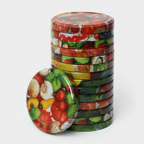 Крышка для консервирования Калейдоскоп ТО-100 упаковка 15 штук металл цвет микс комплект из 75 шт 1816₽