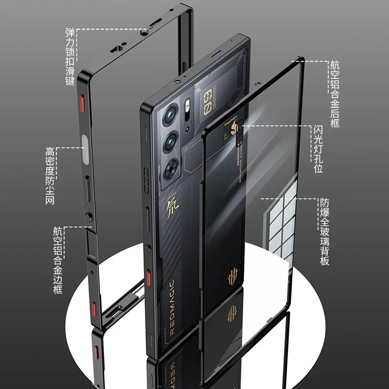 Чехол для nubia Red Magic 9 Pro + искусственная кожа винтажный бампер рамка из алюминиевого сплава магнитный металлический чехол для ZTE nubia RedMagic 9 Pro PLUS чехлы, Фиолетовый, Red Magic 9 Pro — фото 1