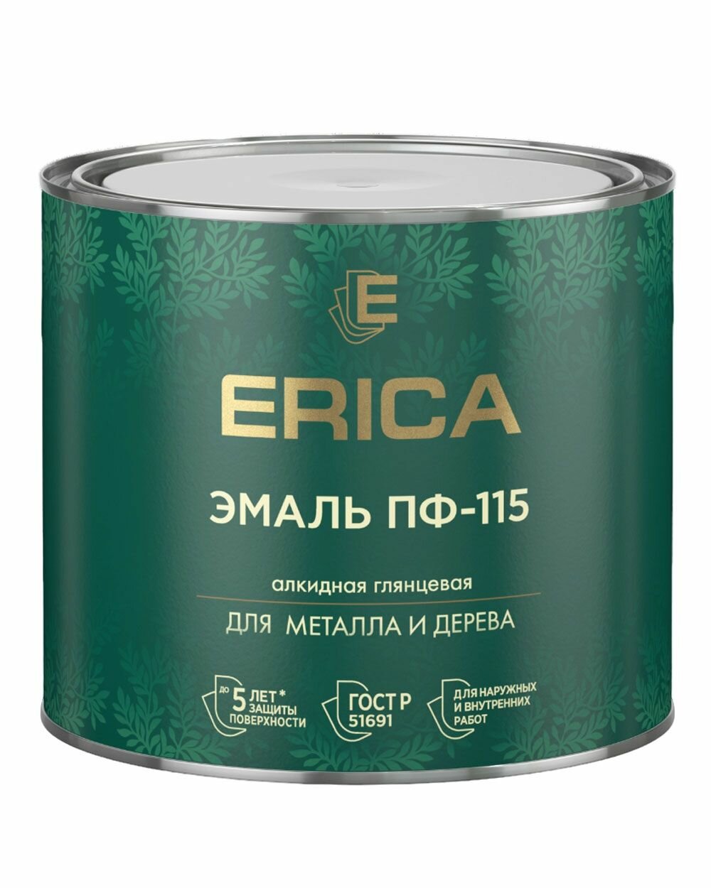 фото Эмаль алкидная глянцевая ПФ-115 для металла и дерева - коричневая / 1,8кг