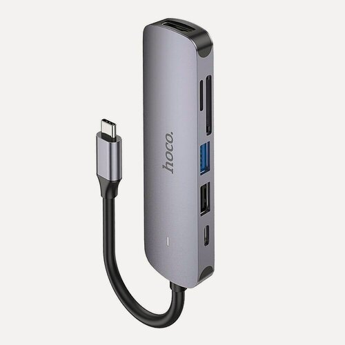 Изображение товара Адаптер HOCO HB28 USB-C на HDTV+USB 3.0+USB2.0+SD+TF (серый)