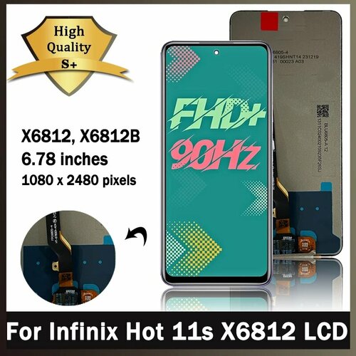 Протестировано для Infinix Hot 11s X6812, дигитайзер сенсорного экрана в сборе для Infinix Hot 11s NFC X6812B, запасные части для ЖК-дисплея, 11S X6812 NO Frame