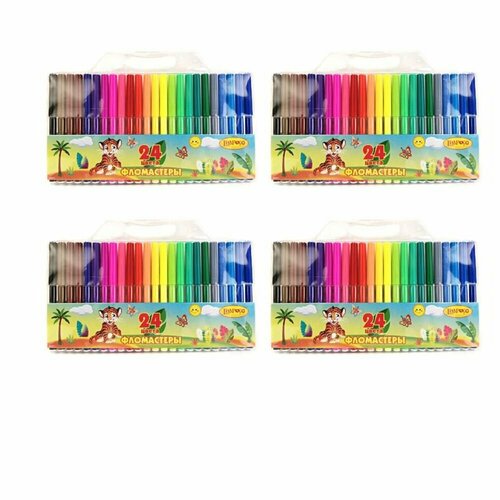 Лимпопо Фломастеры Тигренок, 24 цветов, 4 уп