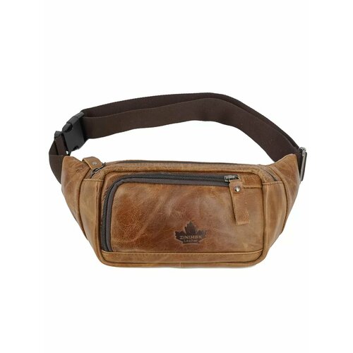 Сумка поясная , фактура гладкая, коричневый