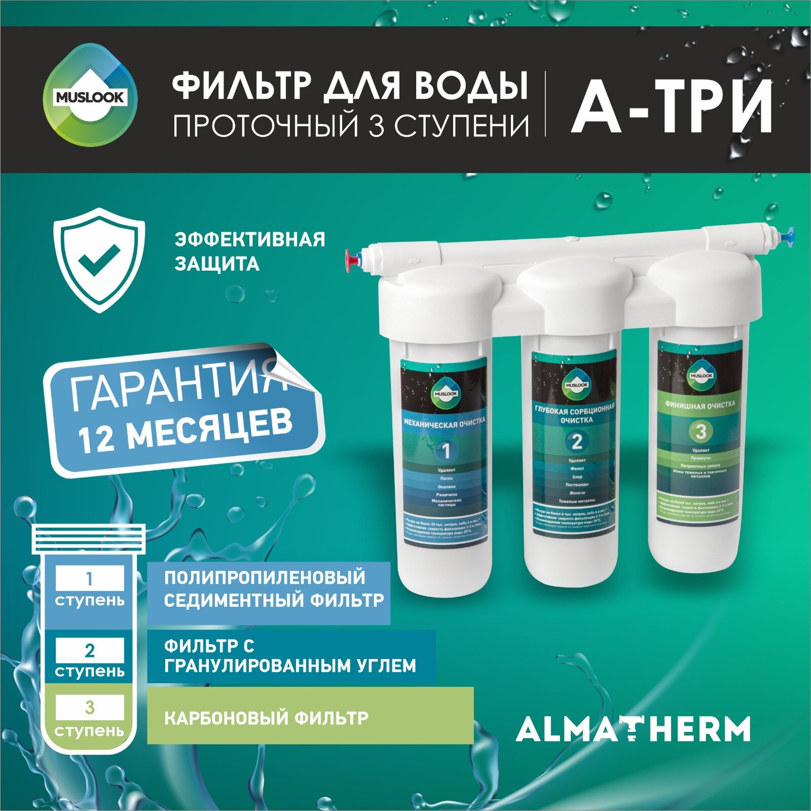 Фильтр для очистки воды проточный А-Три