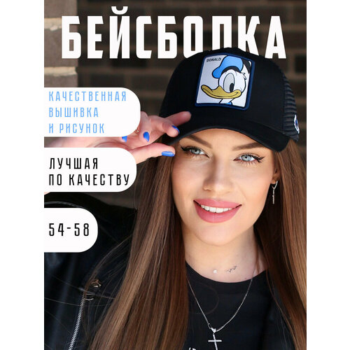 фото Бейсболка looney tunes бейсболка мужская женская летняя брендовая для мужчин и женщин, размер 56-58, black/black/white ganalyly