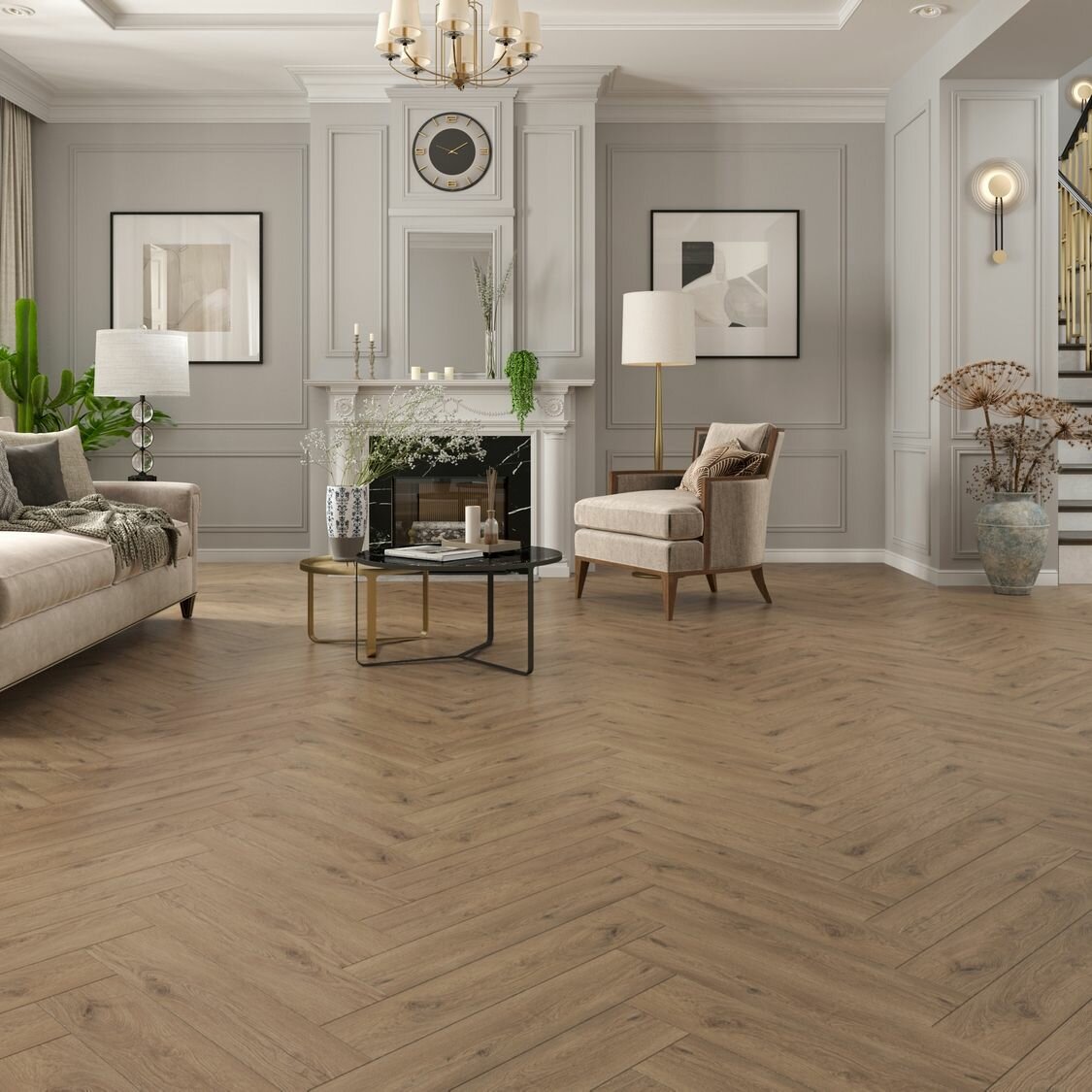 Кварц-виниловый ламинат Norland LAGOM PARQUET SPC Sterk 1033-09 ёлка, 2,25 м2, толщиной 3,5 мм