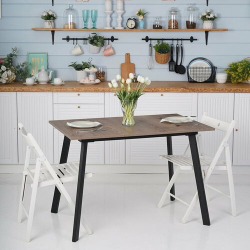 Стол кухонный обеденный нераздвижной Маус лофт, дуб галифакс, 110х70х75 см.