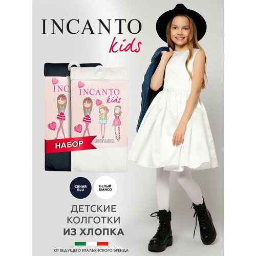фото Колготки incanto школа 2024, 100 den, 2 шт., размер 128-134, белый, синий