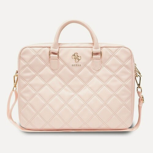 Изображение товара Guess сумка для ноутбуков 15"/16" Quilted Bag 4G metal logo на молнии розовая