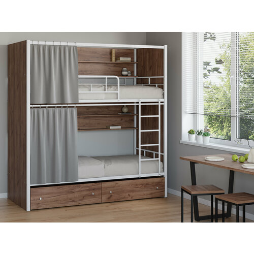 Двухъярусная кровать Самсон для хостела Белый/дуб крафт белый