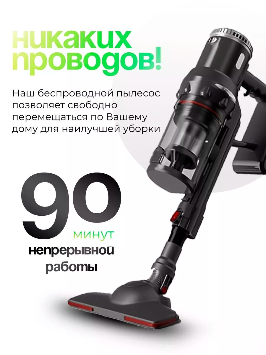 Беспроводной Пылесос, вертикальный, ручной с контейнером, для уборки дома, офиса, с защитой от перегрева,2000ВТ — фото 1