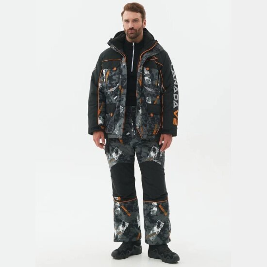 Костюм зимний Huntsman Канада V-2 ткань Исландия цвет КМФ (192), черный, 48-50/182-188