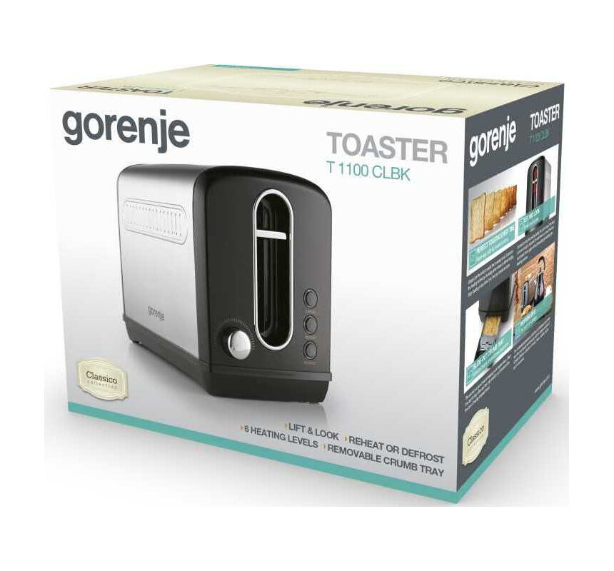 Обзор: Тостер Gorenje T1100CLBK, черный, 950-1150 Вт, 6 регулировок температуры