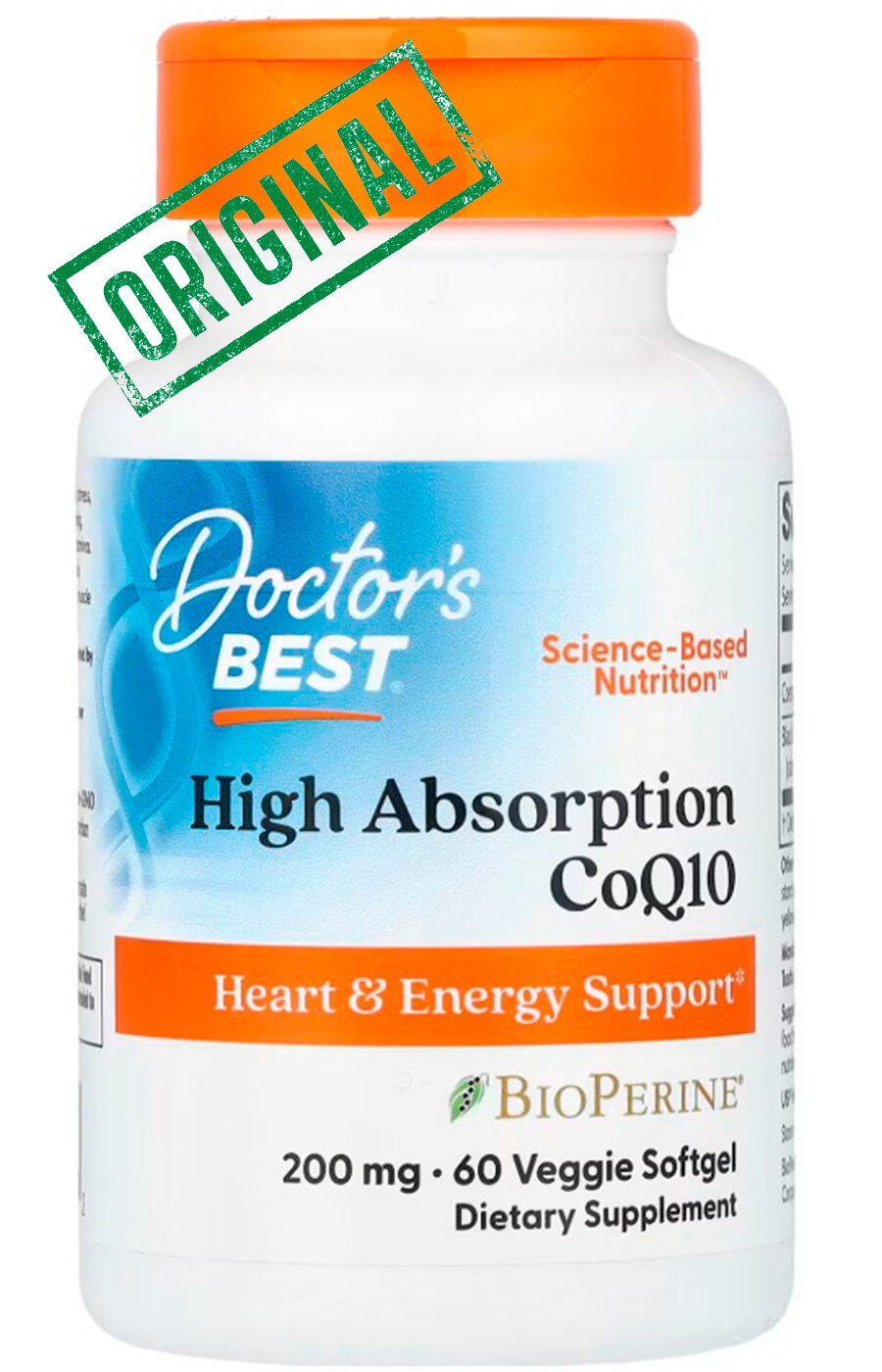 Doctor's Best, коэнзим Q10 с высокой степенью всасывания, с BioPerine, 200 мг, 60 вегетарианских капсул