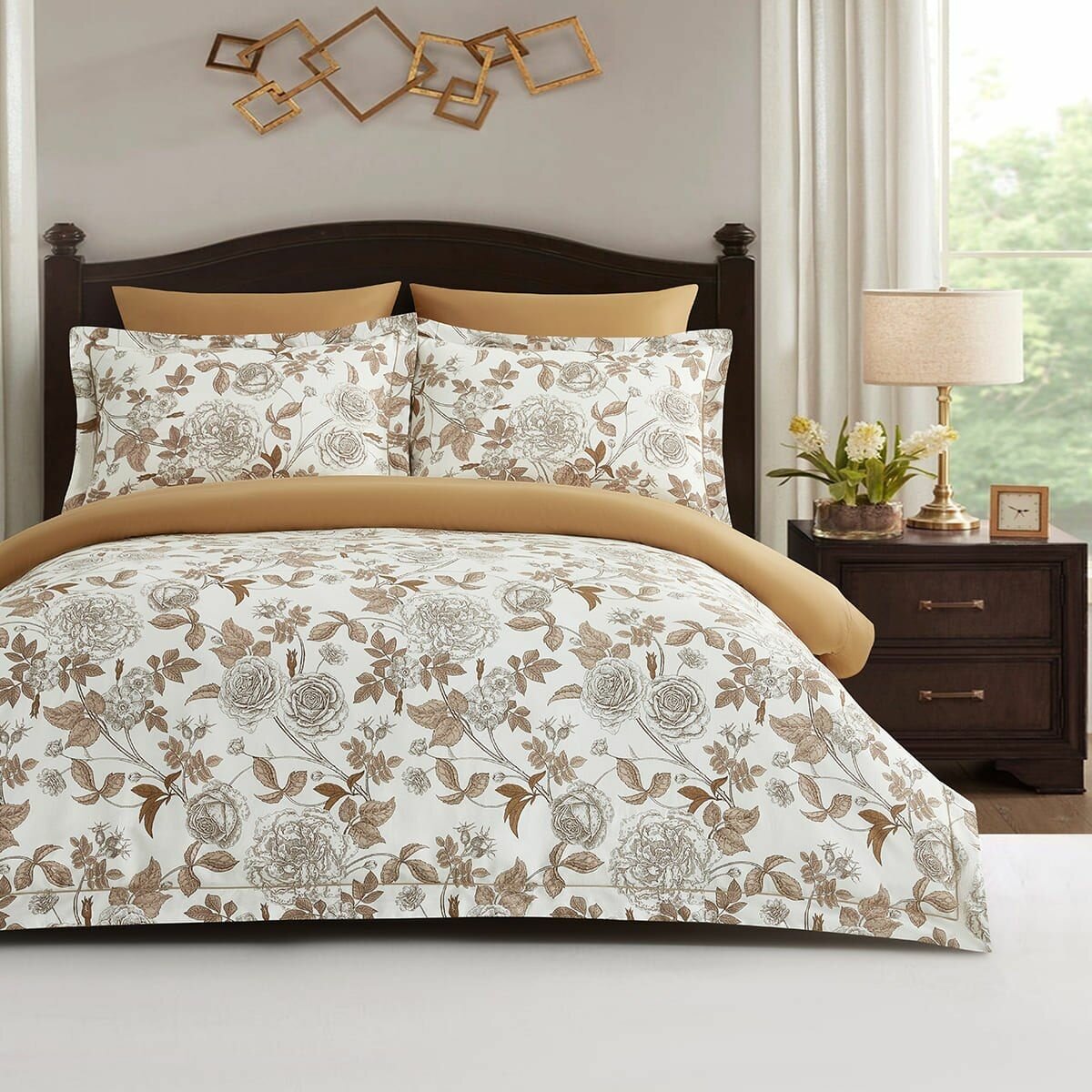 Постельное белье комплект 2 спальный Евро Arya Exclusive Cherish satin 4 наволочки (50х70; 70х70)
