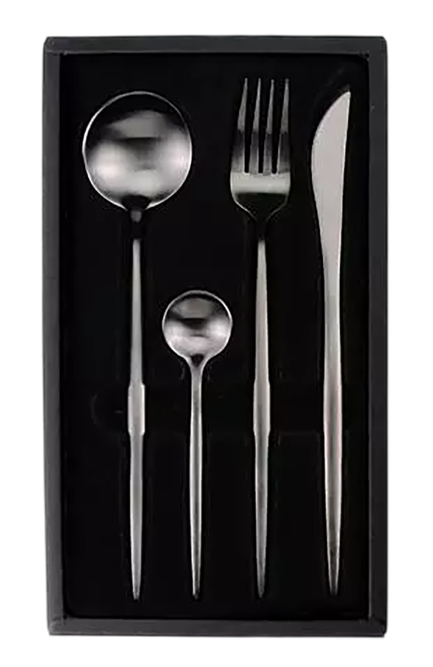 Картинки Набор столовых приборов Maison Maxx Stainless Steel Modern Flatware Set (4 предмета) черный
