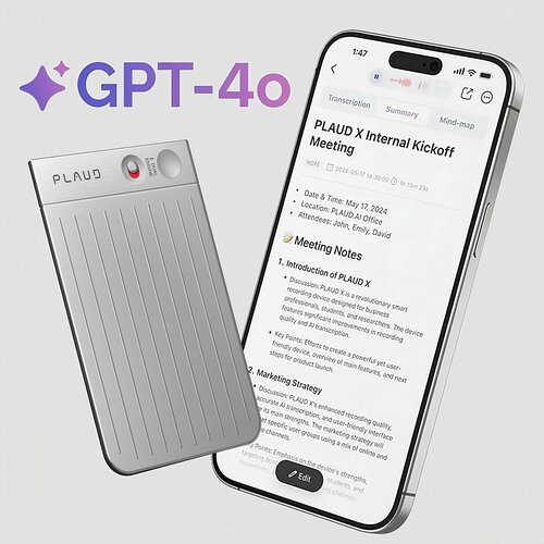 Диктофон PLAUD NOTE Black с транскрипцией встроенный искусственный интеллект 64ГБ 22000₽