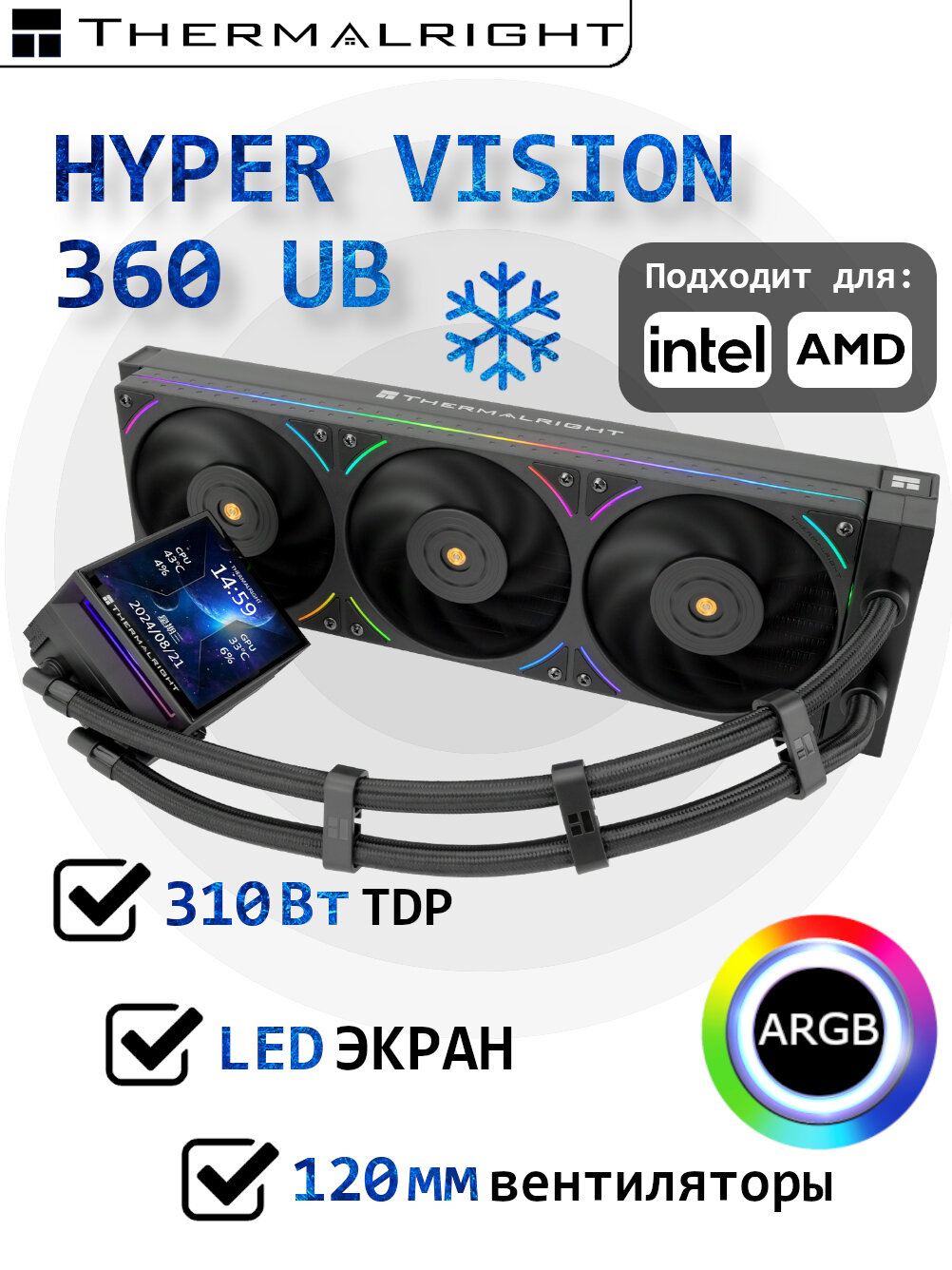 Система водяного охлаждения Thermalright Hyper Vision 360 UB ARGB BLACK