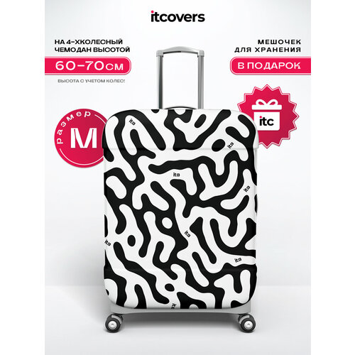 фото Чехол для чемодана itcovers, 3 л, размер m, черный, белый