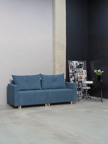 Изображение товара Раскладной диван кровать Пекин NEW прямой модульный, механизм еврокнижка, 213х102х85 см, синий