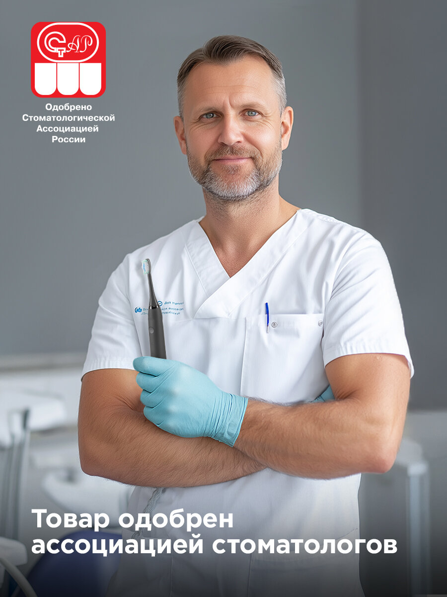 Картинки Электрическая зубная щетка РЕДМОНД TB4601 (серый), большой объем аккумулятора 800 мА*ч