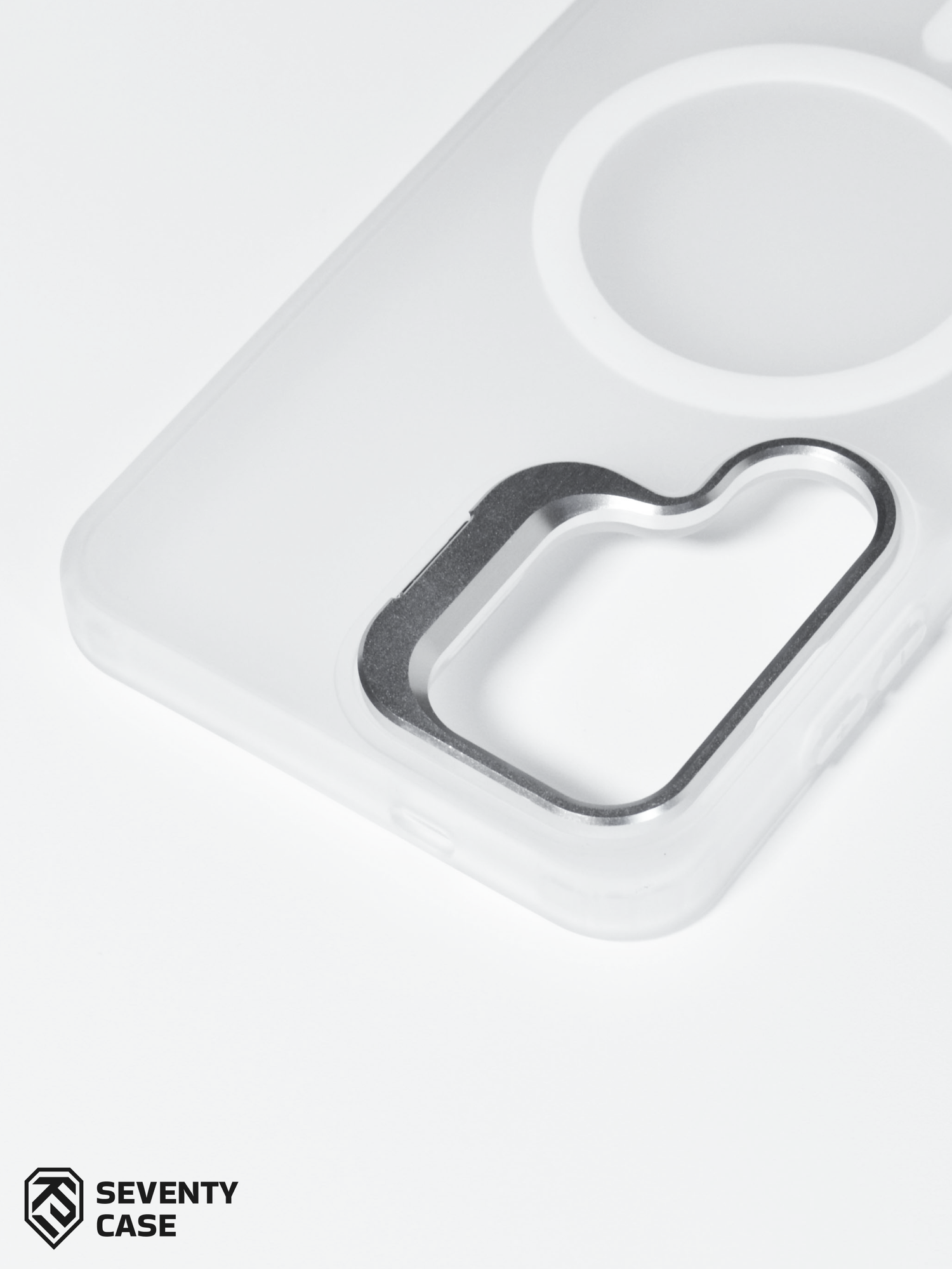 Чехол для Samsung S24 FE (Magsafe усиленный магнит) (защита камеры +подставка) Прозрачный-Матовый от SeventyCase — фото 1