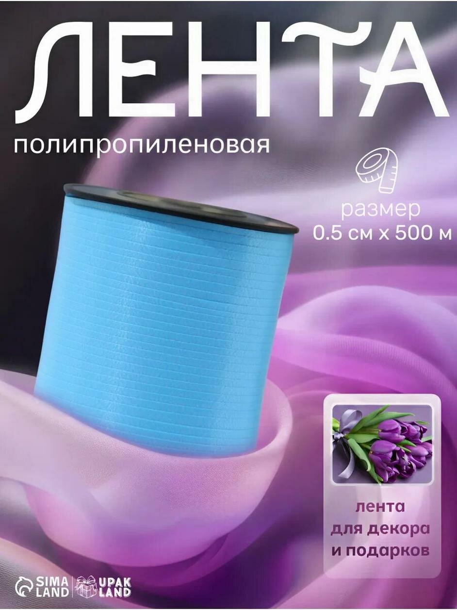 Лента декоративная Гидропласт ширина 0.5 см длина 50 м полипропилен цвет голубой