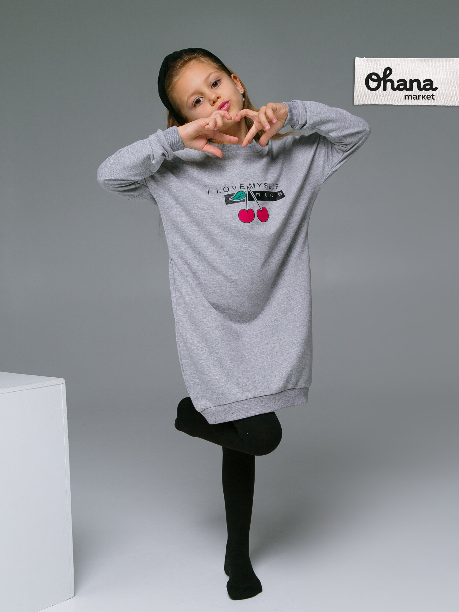 Толстовка Ohana kids для девочек, размер 152, светло-серый меланж — фото 1