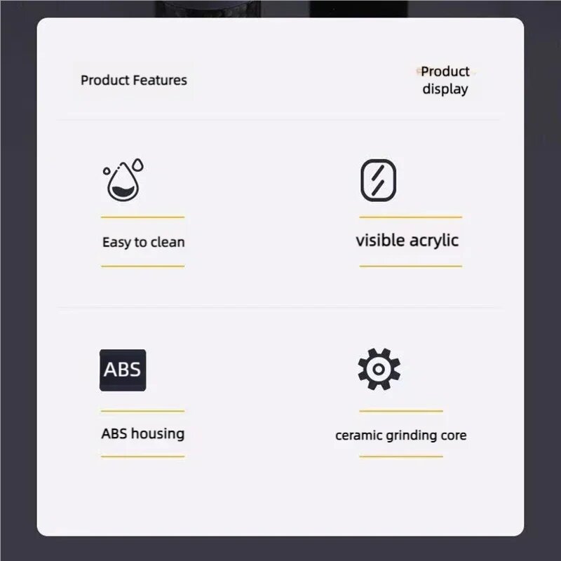 Изображение Автоматическая электрическая мельница для перца Xiaomi Youpin и мельница для соли, банка для приправ для стейка, мельница для морской соли, кухонная бутылка для приправ, домашний Mi, Black