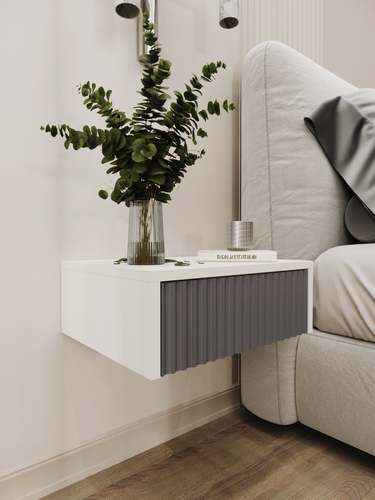 Изображение товара Тумба прикроватная, ЛДСП, МДФ, белая, подвесная, 40x35x15 см